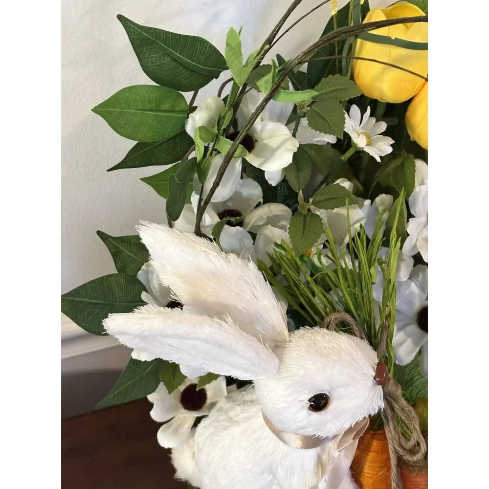 Easter Bunny Basket Center Piece with Tulips and Daisey's
